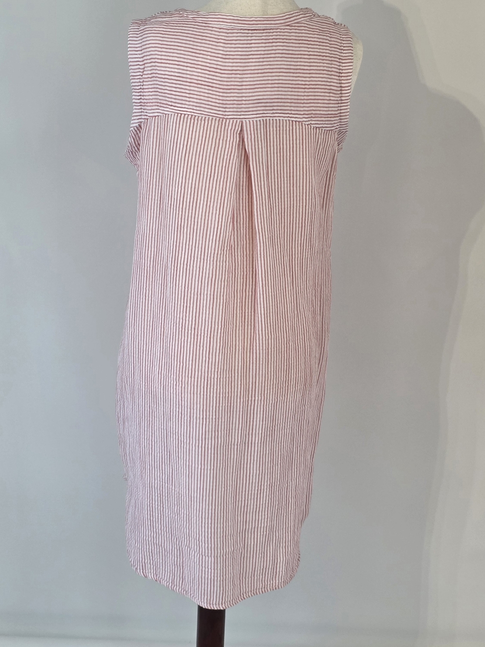 LL Bean Striped Sleeveless Pink & White Cotton Shirt Dress Womens Size XSmall - Picture 3 of 12